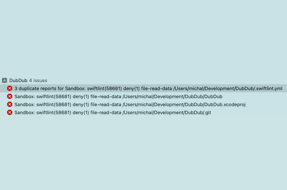 How to fix the "The file “.swiftlint.yml” couldn’t be opened because you don’t have permission to view it" issue